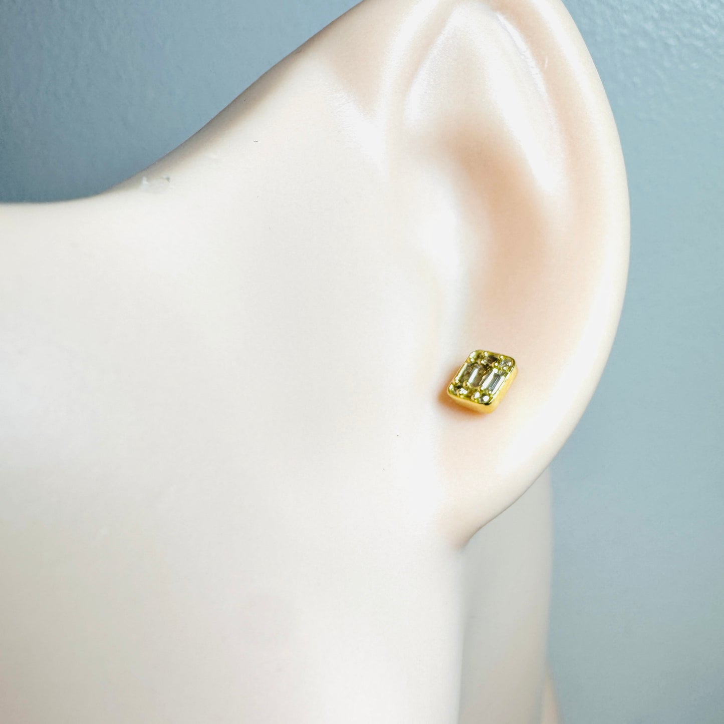 Tallie Emerald-Illusion Diamond Earrings (Yellow Gold)