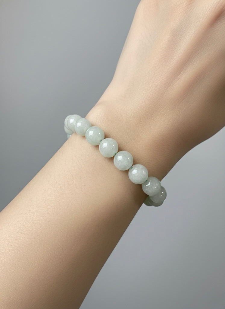 Premium Pale Green Jade Crystal Bracelet with 12mm Beads