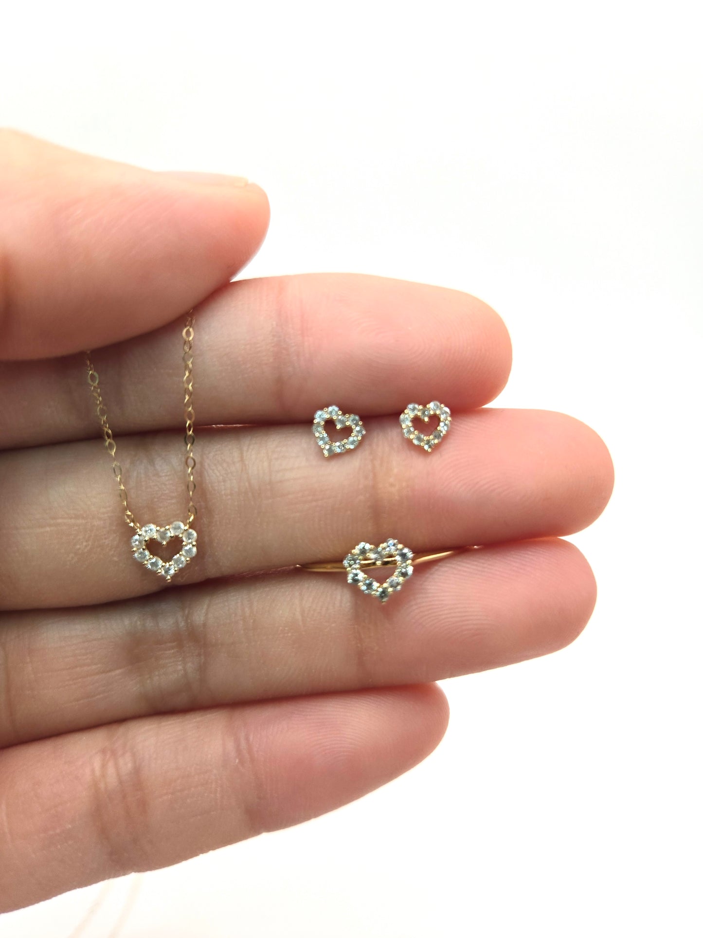 Open Heart Minimalist Set (Earrings, Necklace and Ring)