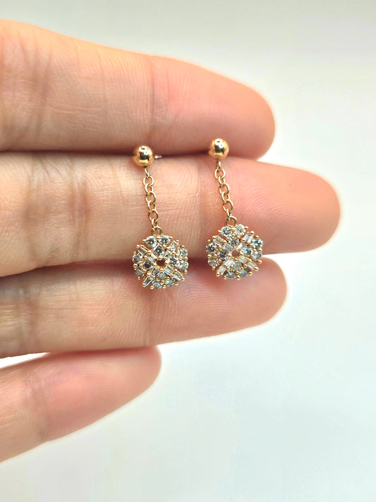 Eileen Round Dangling Earrings in Rose Gold