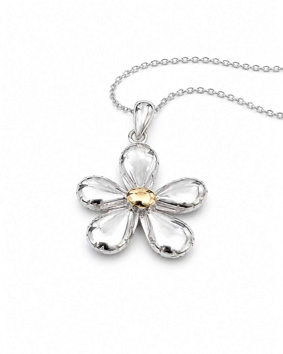Delphine Two-toned Gold Flower Pendant