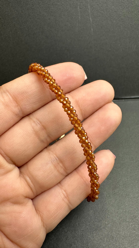 Natural Citrine Crystal Bead Bracelet in 18K Gold