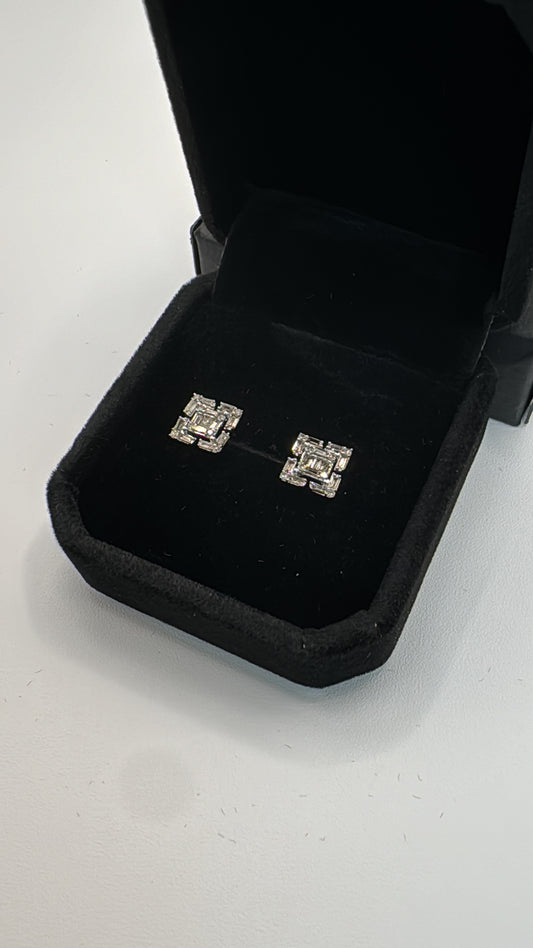 Miranda Square Baguette Diamond Earrings