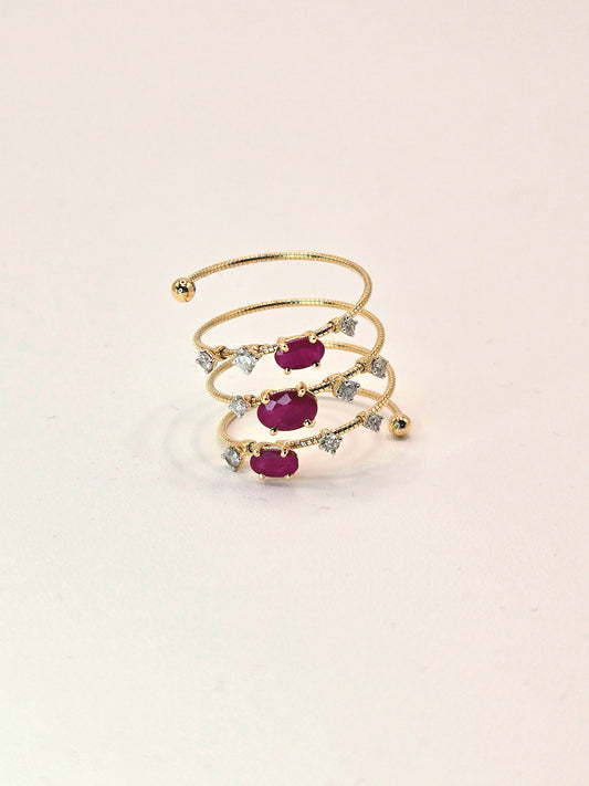 Madeline Diamonds and Ruby Spiral Ring