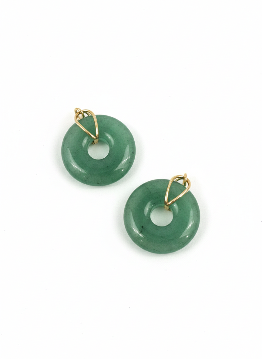 Green Aventurine Donut Pendant in 18K Yellow Gold (Pendant Only)