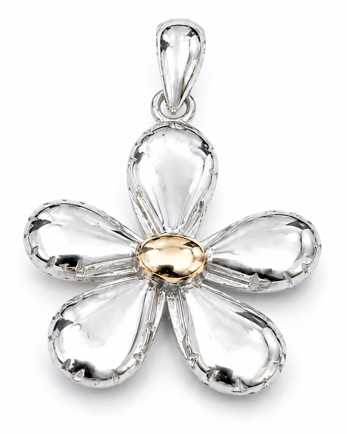 Delphine Two-toned Gold Flower Pendant