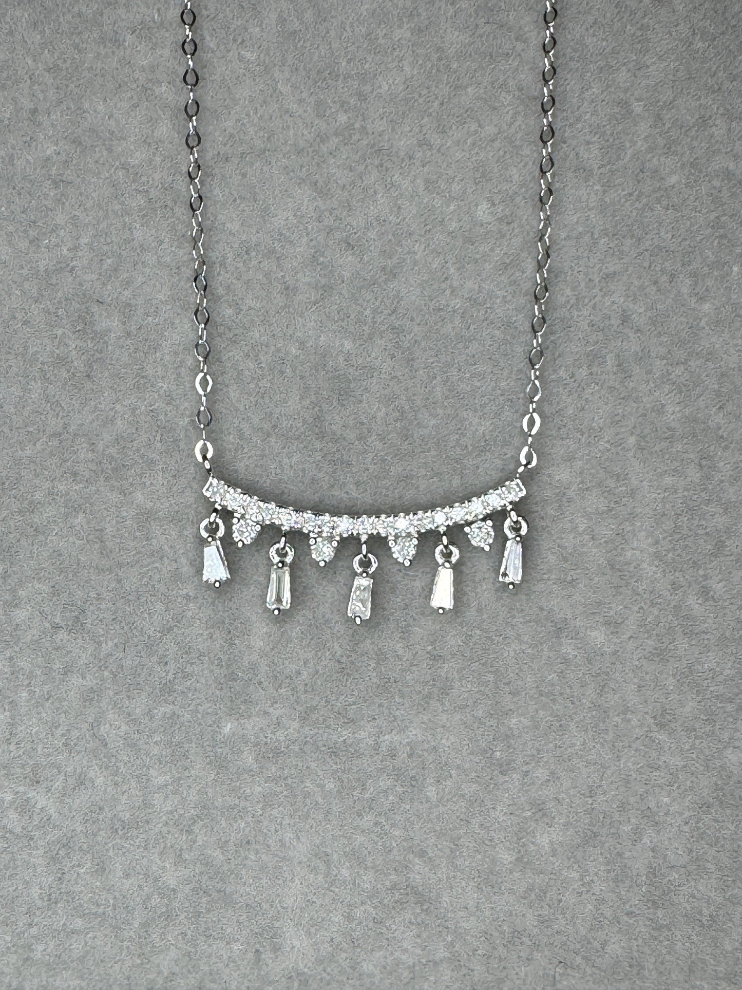 Lourdes Hanging Diamond Baguettes Necklace