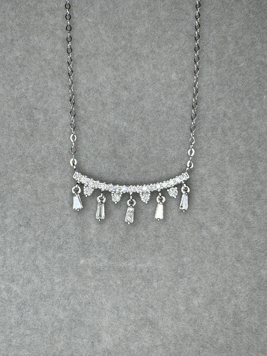 Lourdes Hanging Diamond Baguettes Necklace