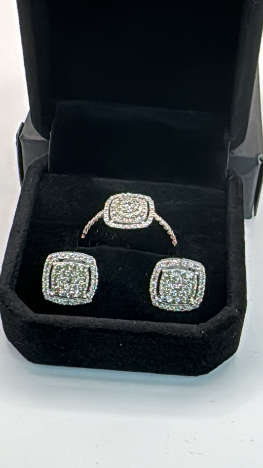 Georgia Square Diamond Earrings and Ring Set