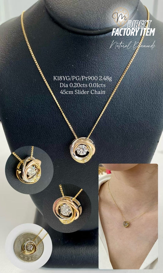 Factory Item: Tricolor Halo Captured Diamond Necklace