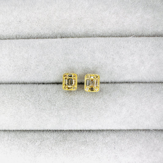 Tallie Emerald-Illusion Diamond Earrings (Yellow Gold)