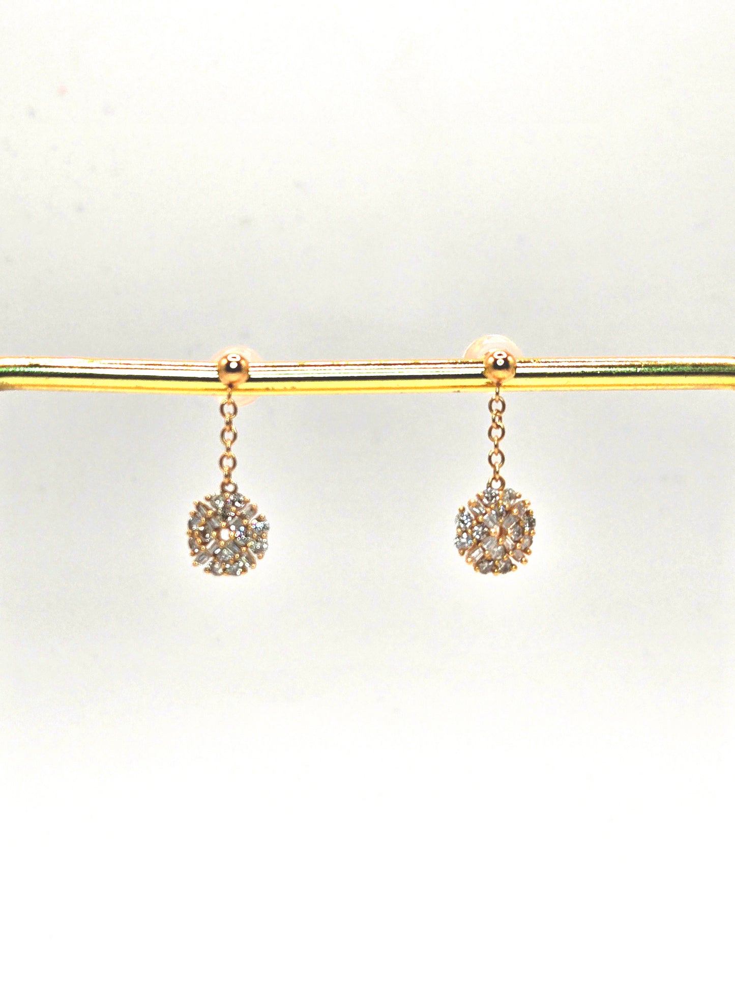 Eileen Round Dangling Earrings in Rose Gold