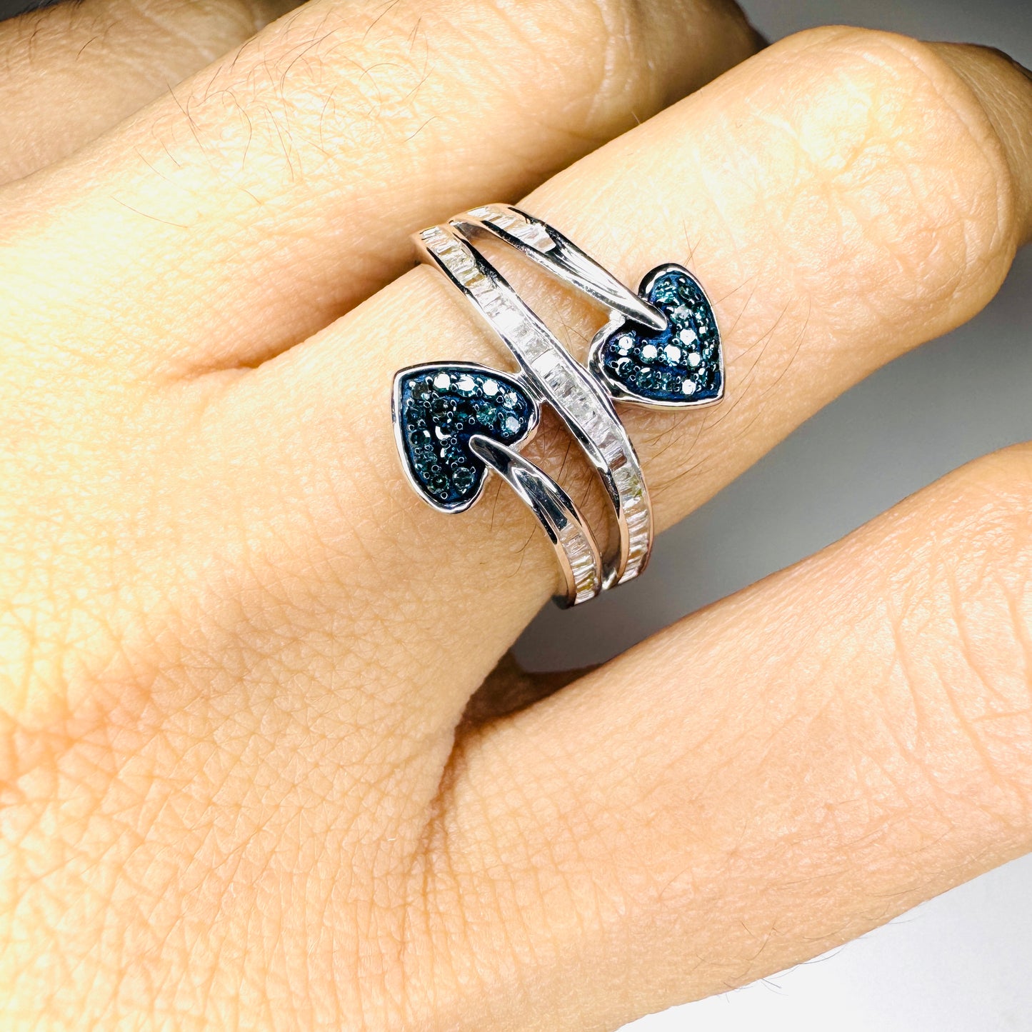 Louelle Blue and White Diamonds Overlap Ring