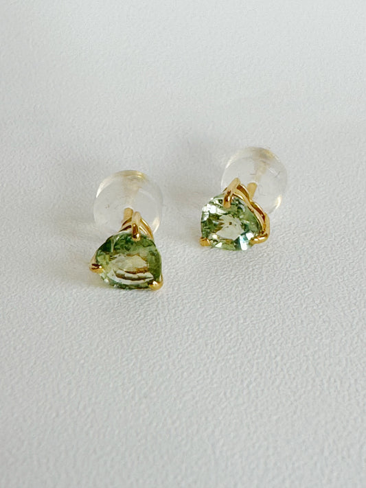 Green Sapphire (Heart Cut) Stud Earrings 5mm