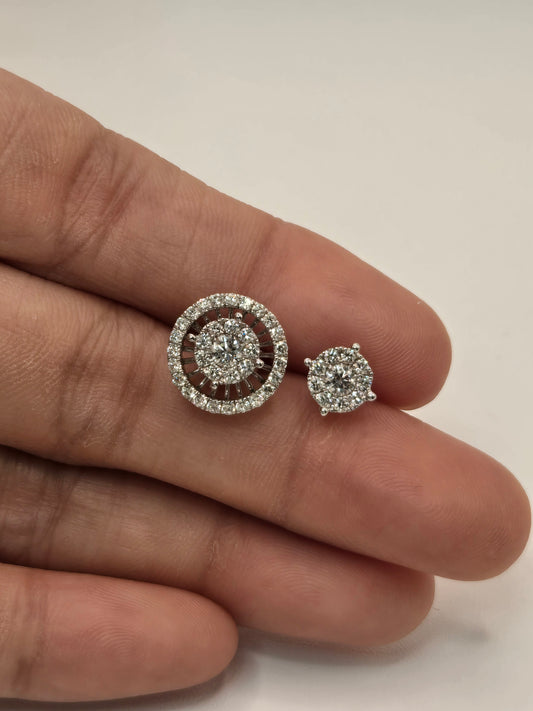 Karina Round Multi-way Illusion Diamond Stud Earrings with removable halo