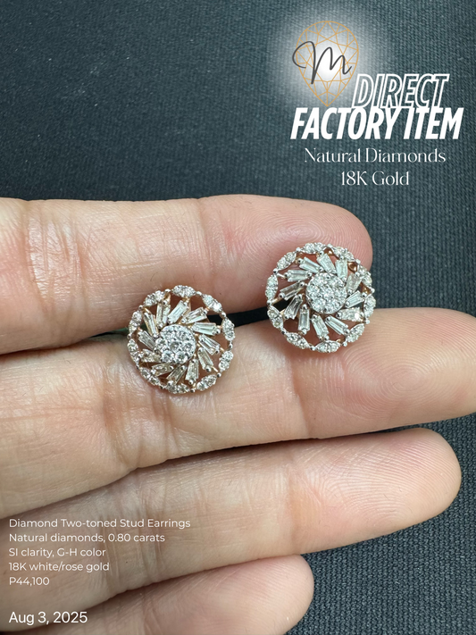 Factory Item: Diamond Two-Toned Stud Earrings