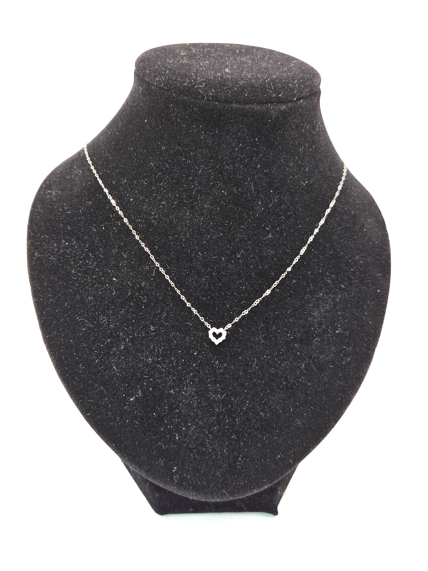 Open Heart Minimalist Necklace (White Gold)