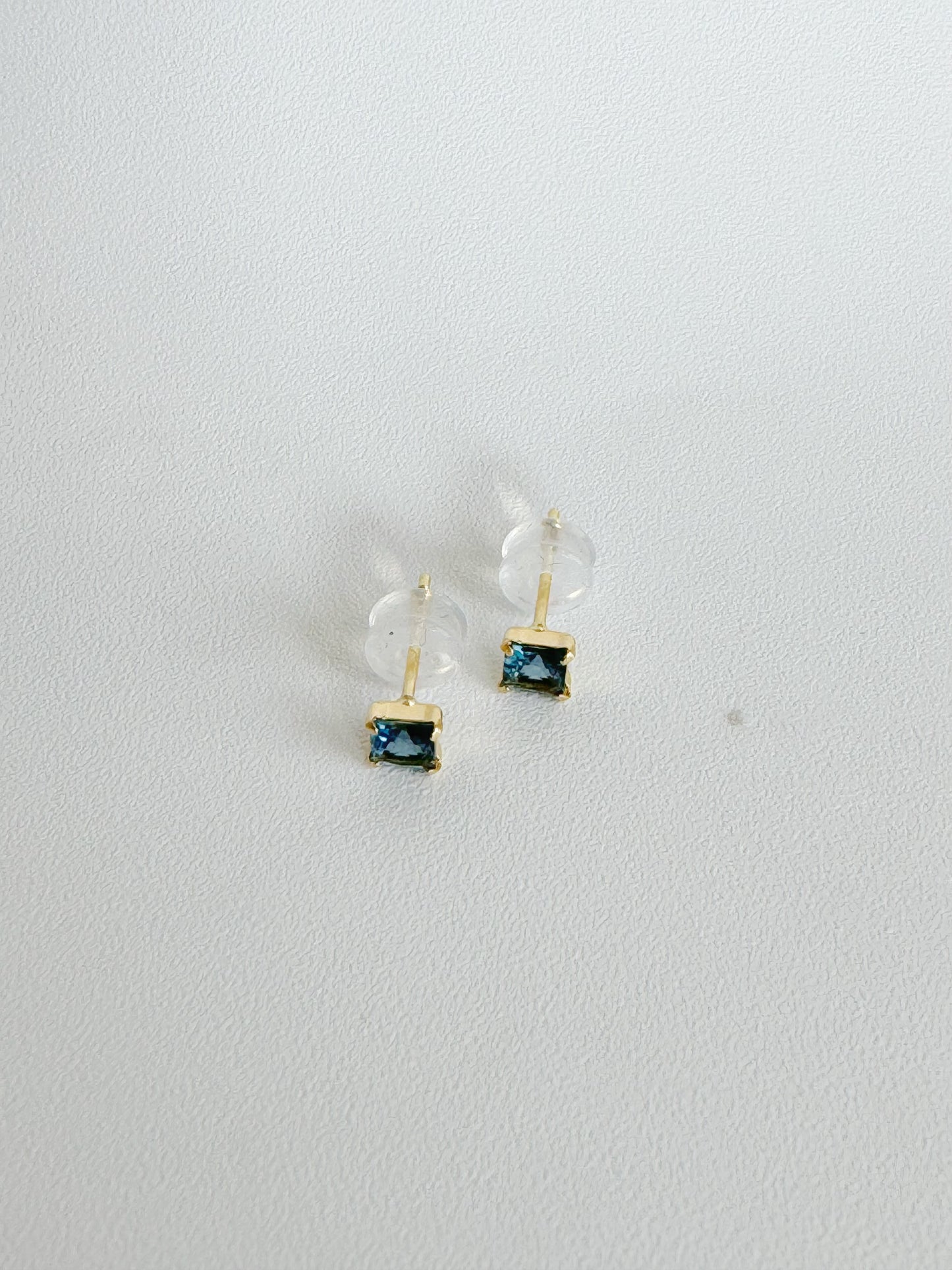 London Blue Topaz (Princess Cut) Stud Earrings