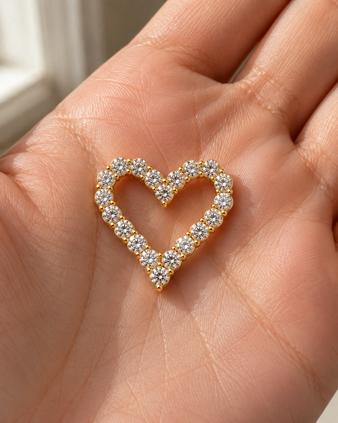 Cora Open Heart Pendant in Yellow Gold