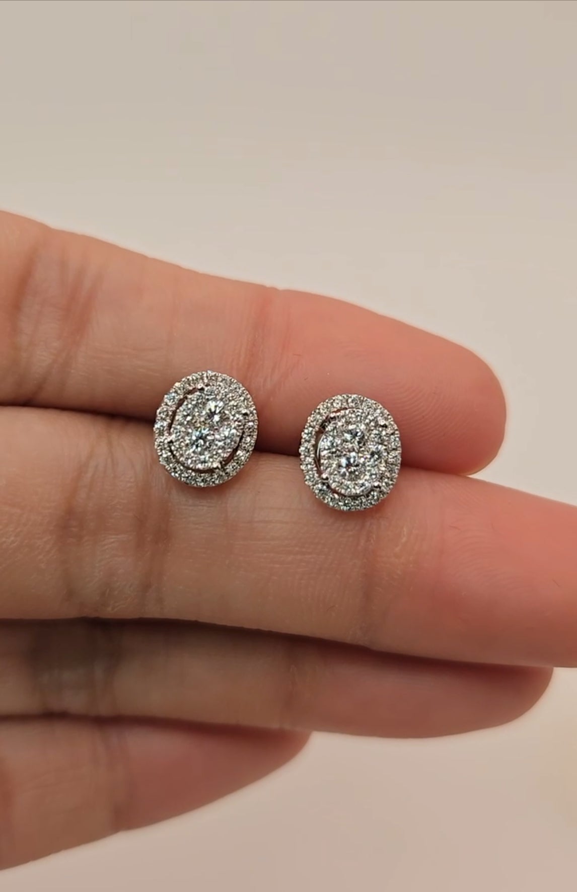 Dorris Oval Multi-way Illusion Diamond Stud Earrings with removable halo