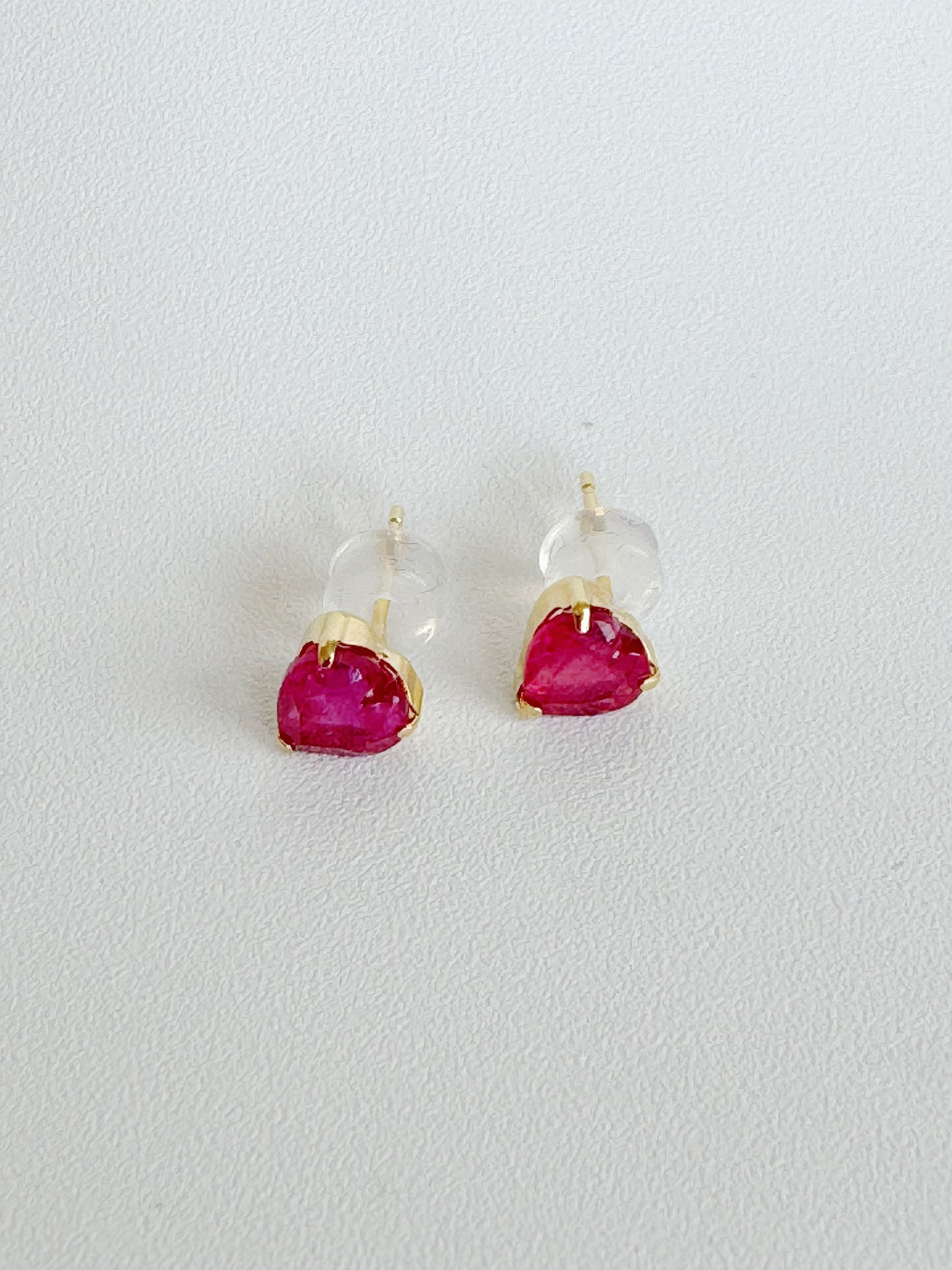 Ruby (Heart Cut) Stud Earrings