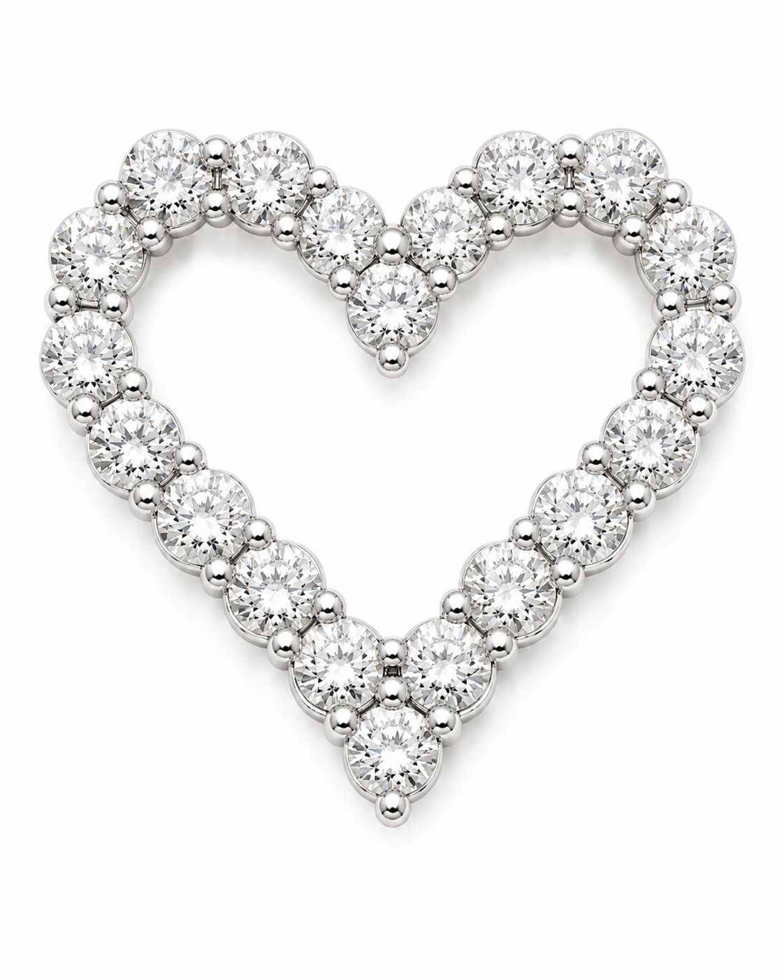 Cora Open Heart Pendant in White Gold