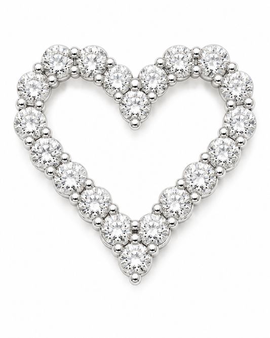 Cora Open Heart Pendant in White Gold