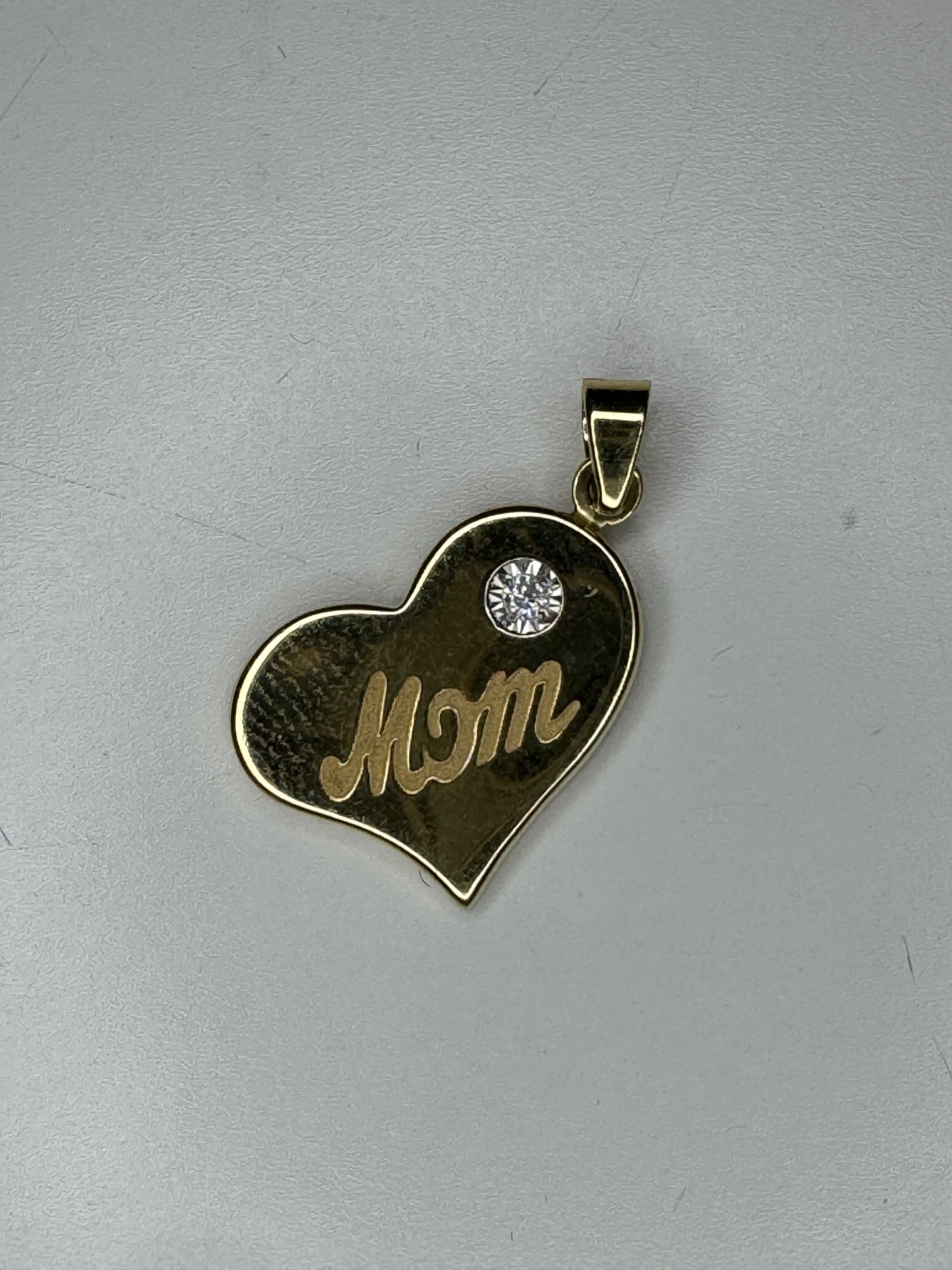 Mom Heart Pendant with Diamond