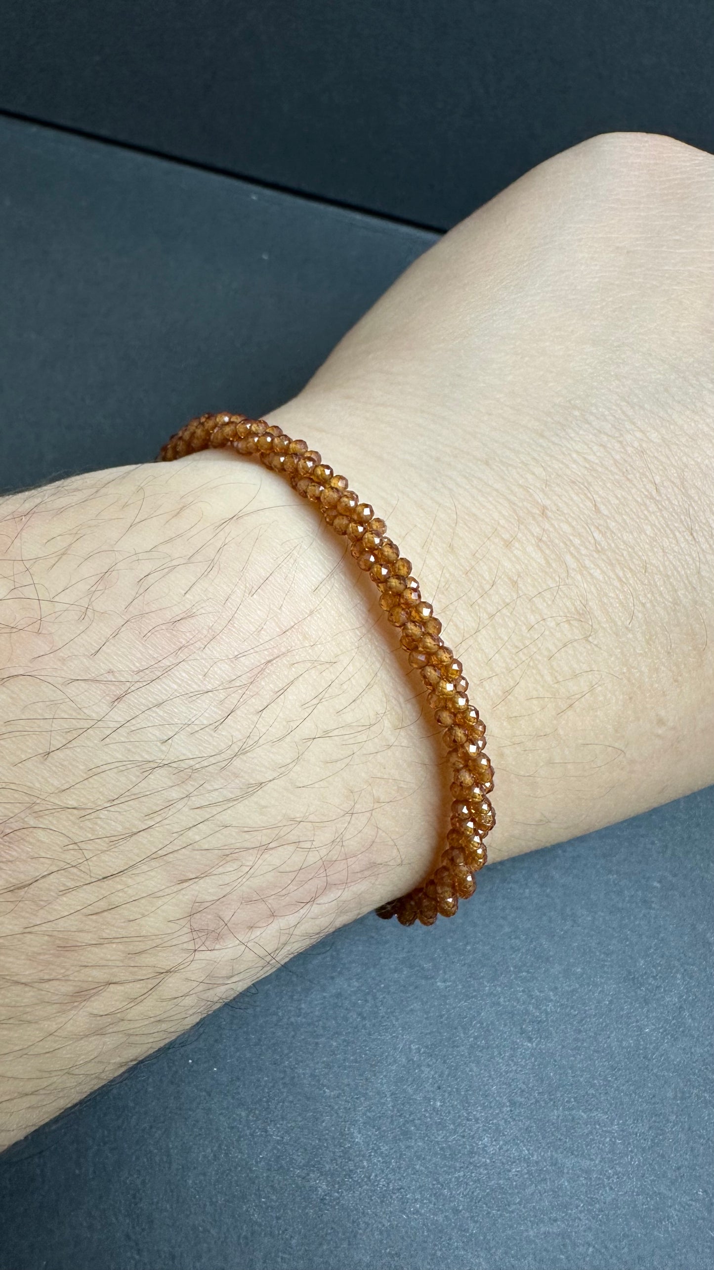 Natural Citrine Crystal Bead Bracelet in 18K Gold