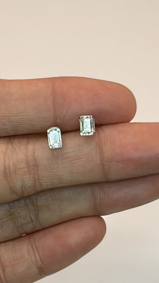 Augustine Emerald Cut Diamond Solitaire Earrings