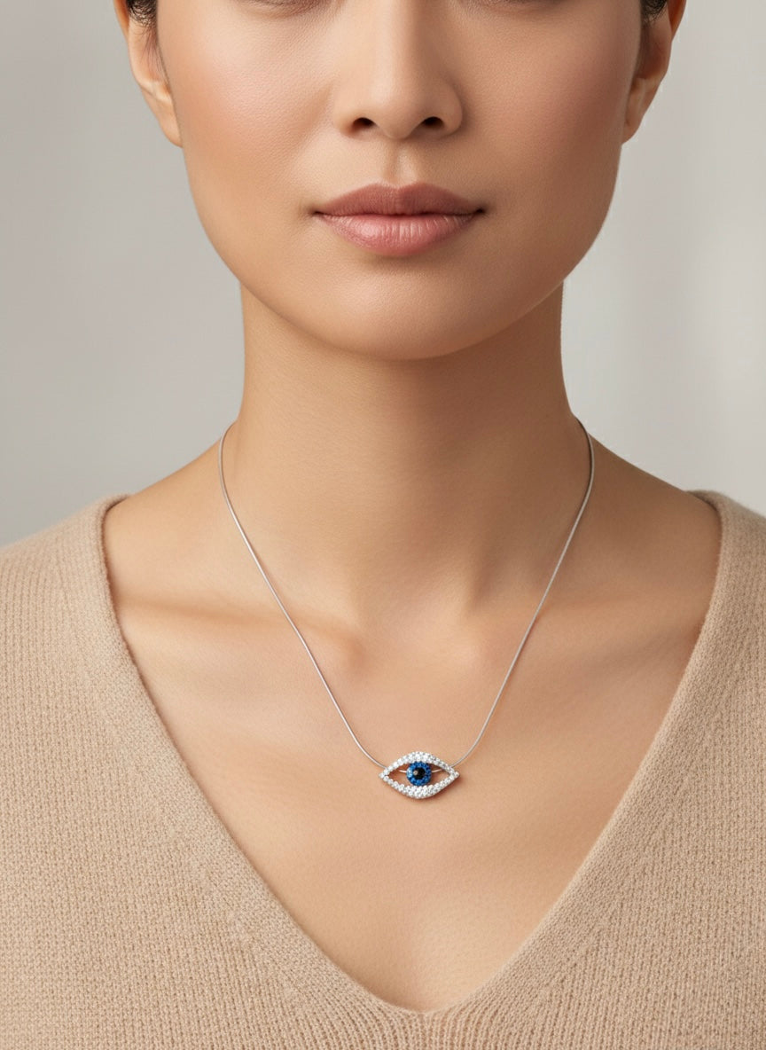 Evil Eye Multi-diamond Pendant in 18K White Gold (Pendant Only)