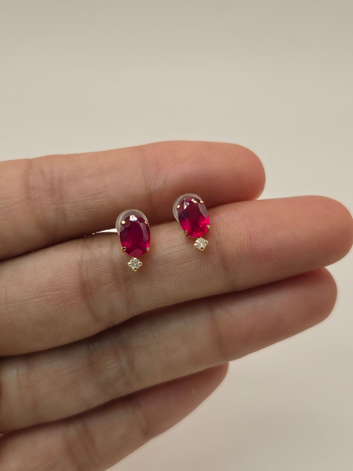 Madeline Diamonds and Ruby Stud Earrings