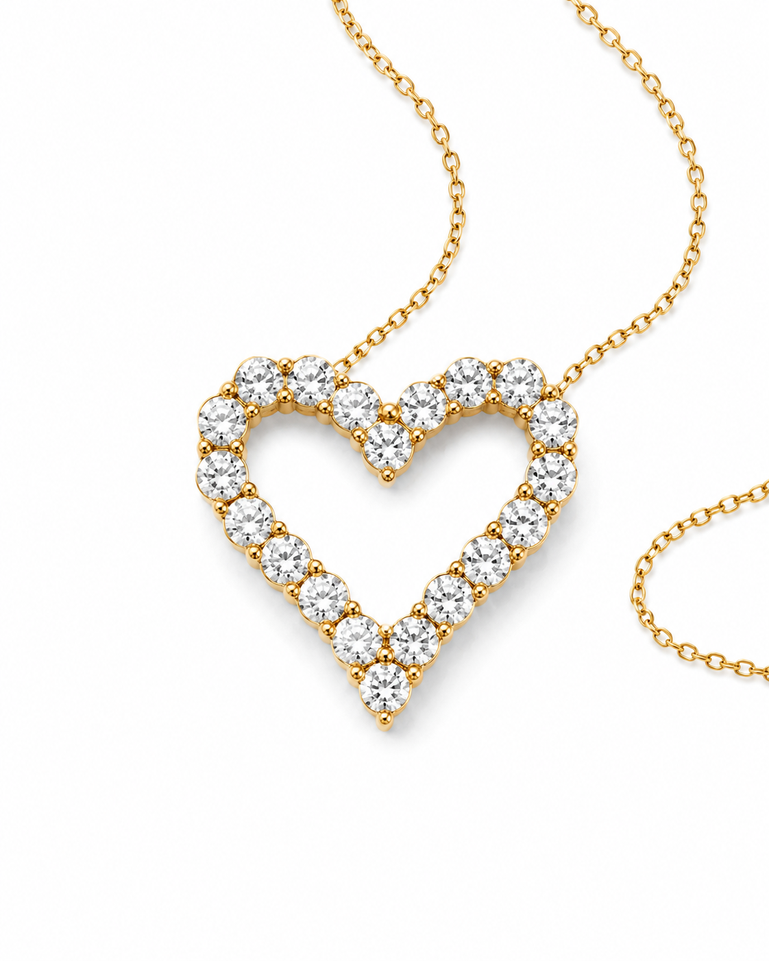 Cora Open Heart Pendant in Yellow Gold