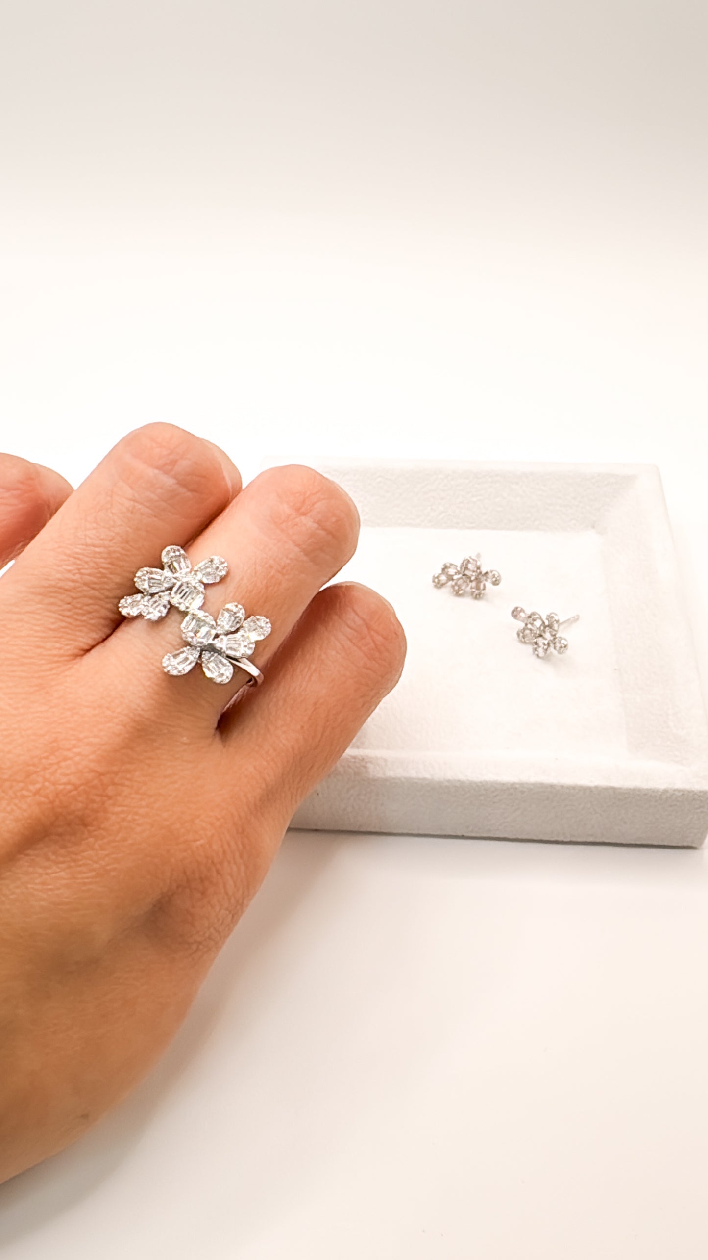 Alhambra Diamond Cluster Ring and Earrings Set