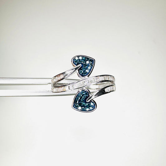 Louelle Blue and White Diamonds Overlap Ring