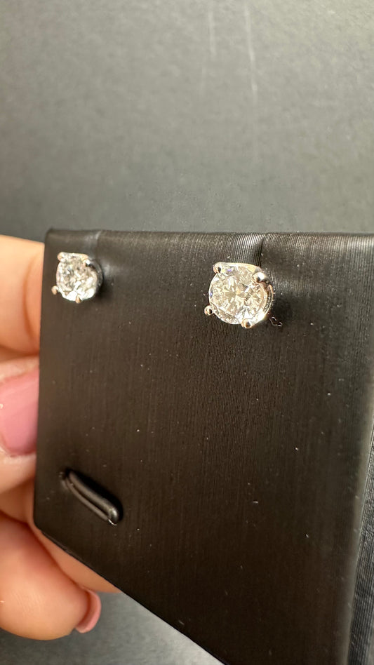 Diamond Stud Earrings, 0.50 + 0.50 carats
