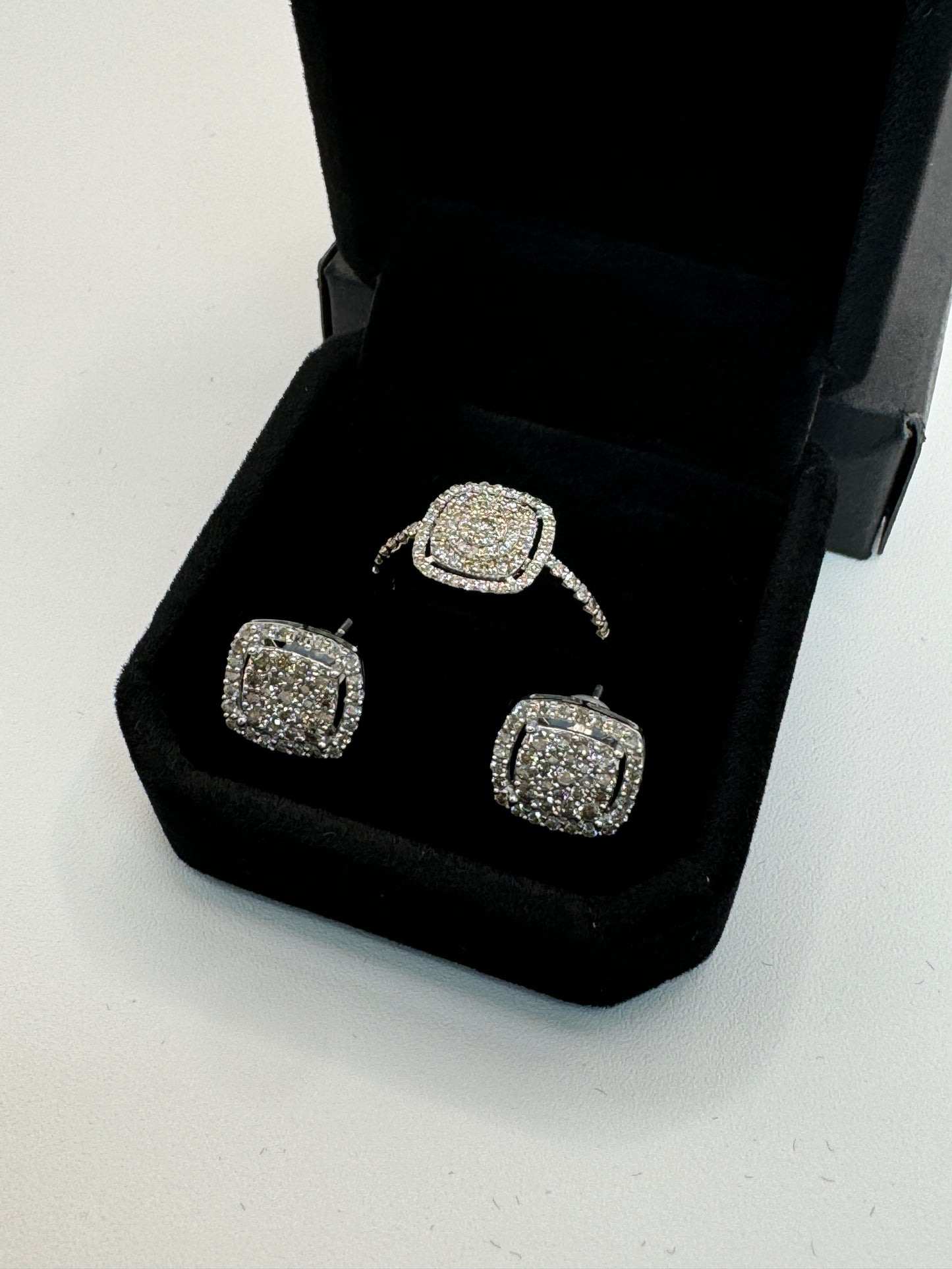 Georgia Square Diamond Earrings and Ring Set