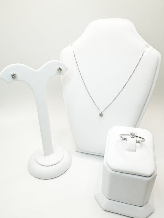 Elise Illusion Solitaire Set (Ring, Earrings and Necklace)