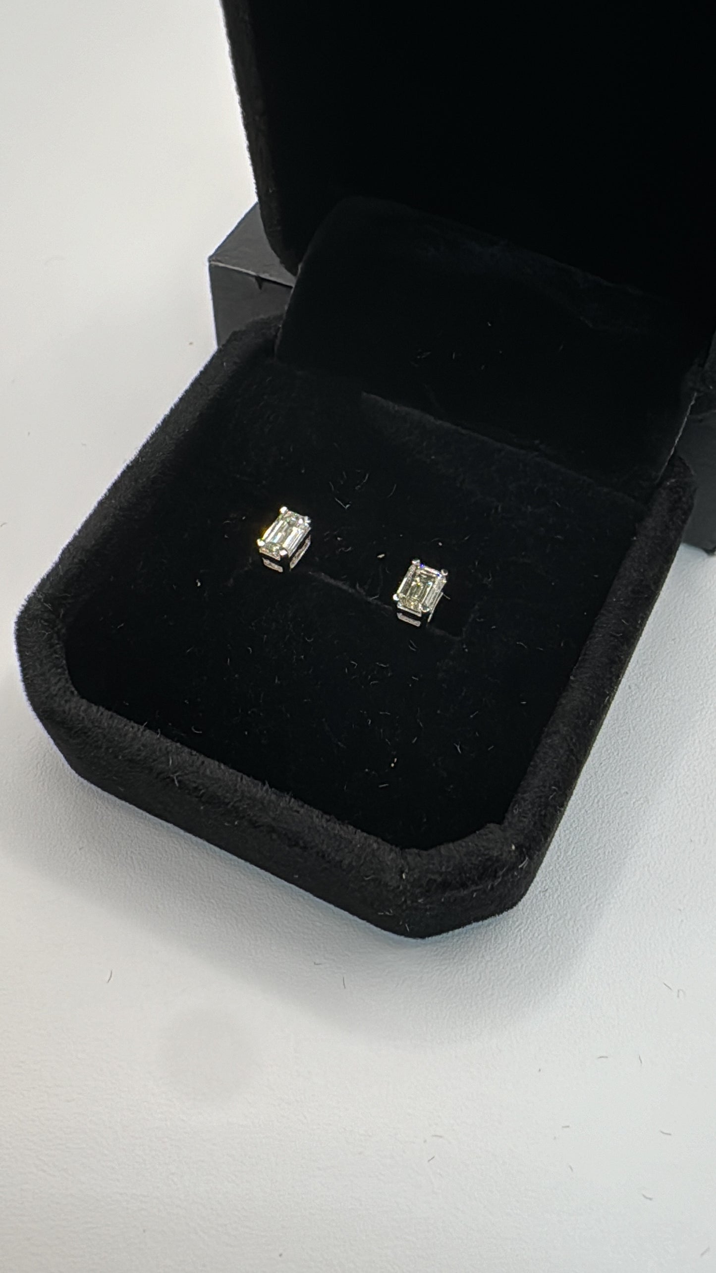 Augustine Emerald Cut Diamond Solitaire Earrings