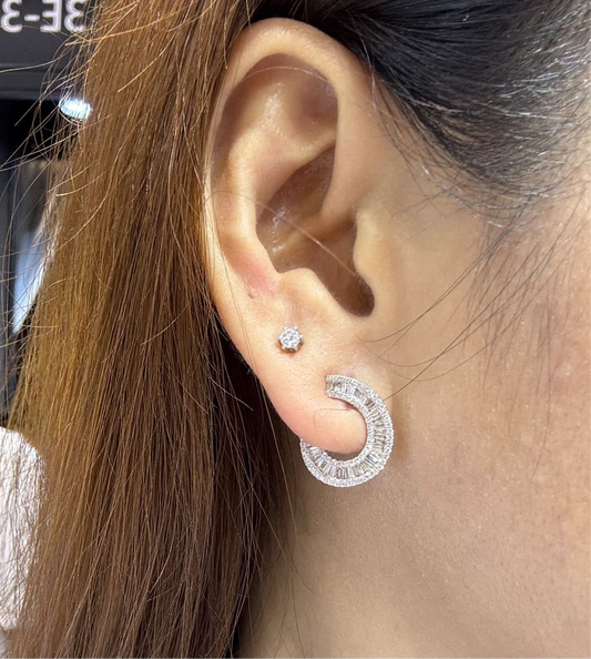 Factory Item: J Baguettes Earrings in White Gold