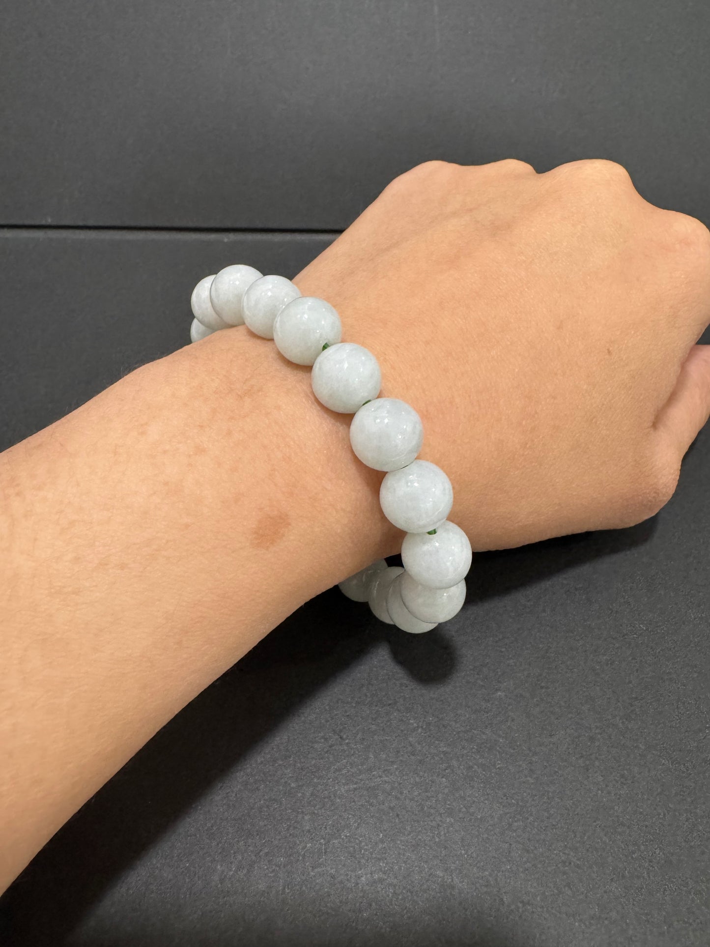 Premium Pale Green Jade Crystal Bracelet with 12mm Beads