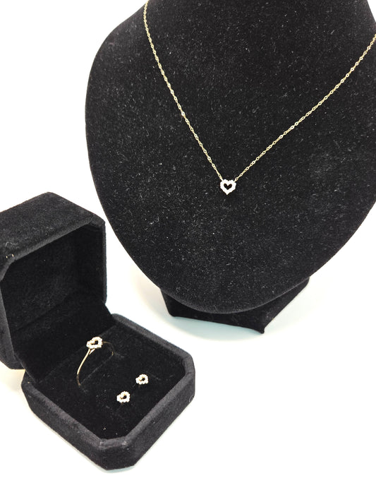 Open Heart Minimalist Set (Earrings, Necklace and Ring)