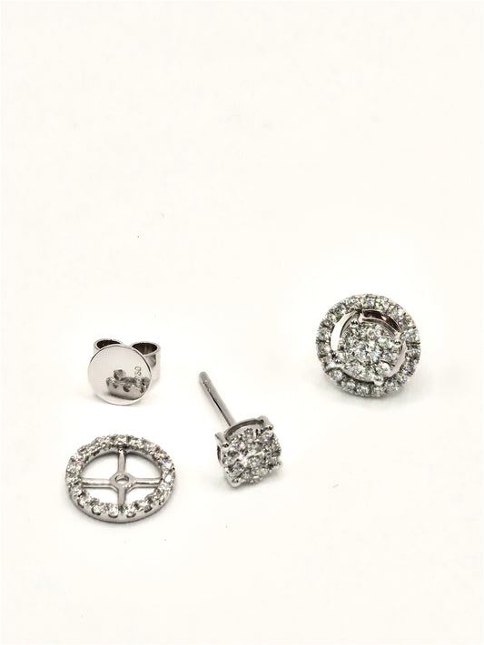 Dorris Round Multi-way Illusion Diamond Stud Earrings with removable halo