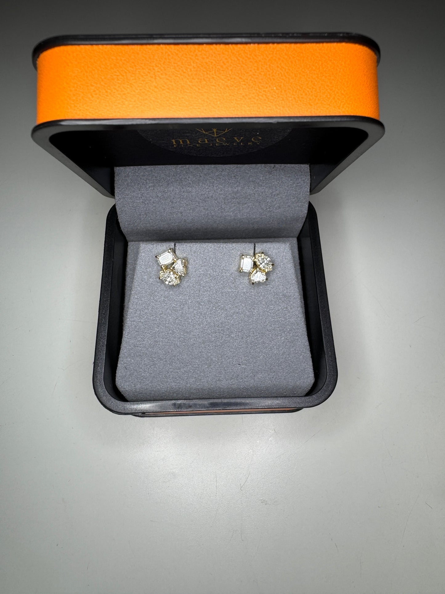 Maeve Bespoke: Diamond Trio Stud Earrings in Yellow Gold