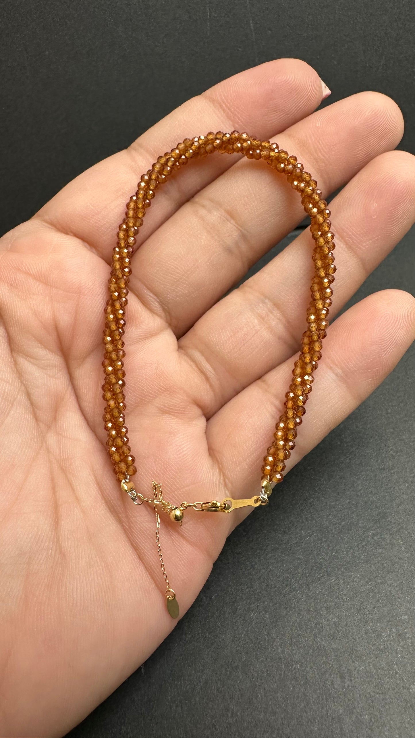 Natural Citrine Crystal Bead Bracelet in 18K Gold