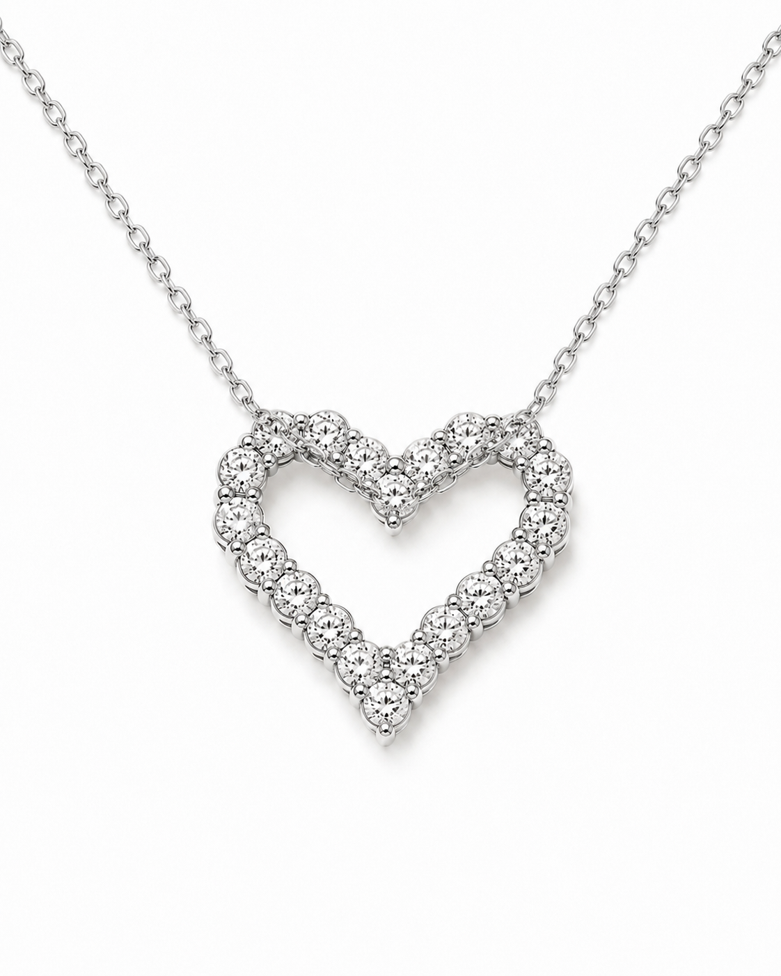 Cora Open Heart Pendant in White Gold