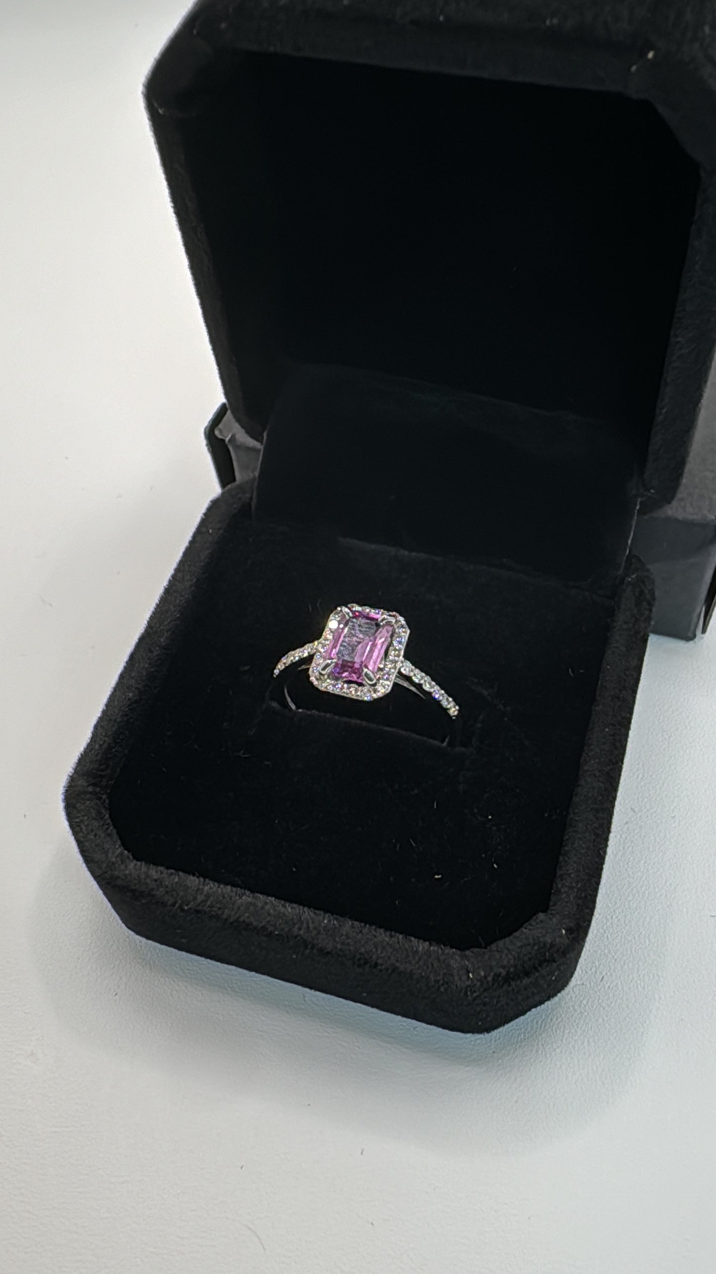 Noelle Pink Purple Fluorite Ring with Side Diamonds