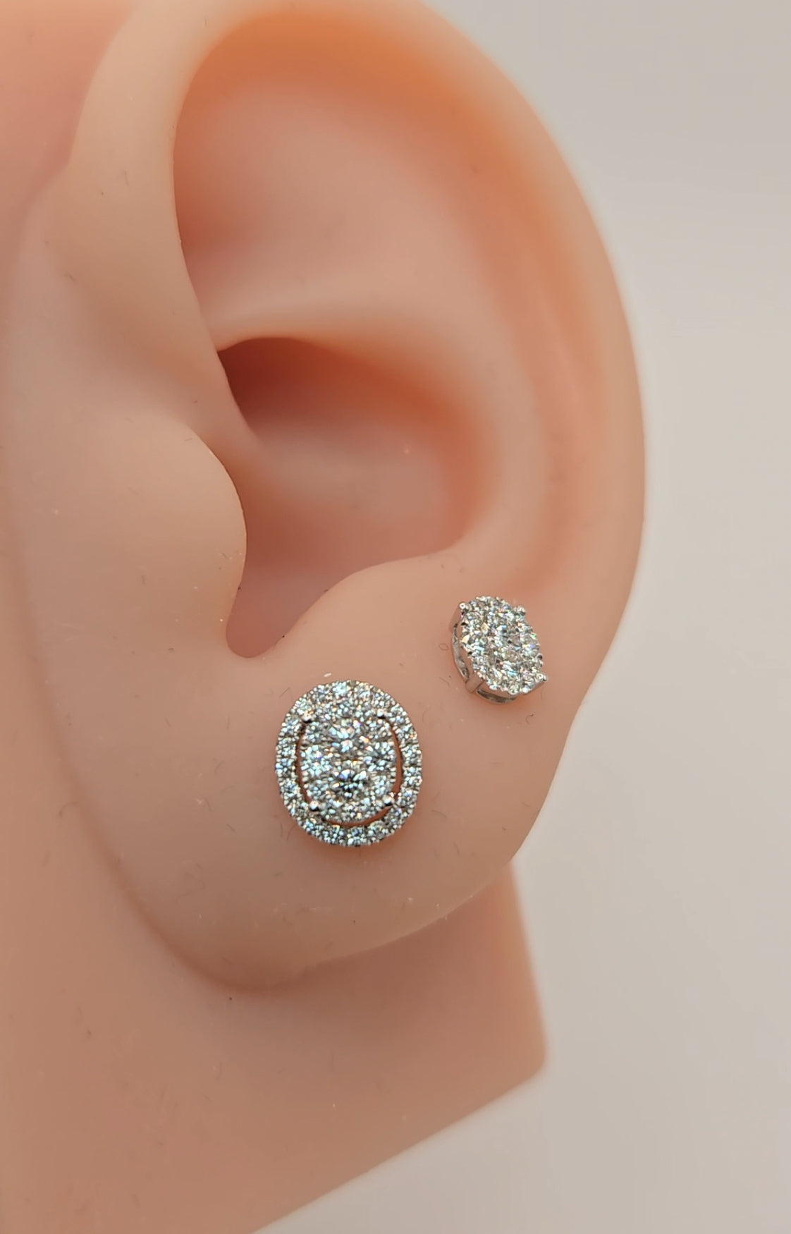 Dorris Oval Multi-way Illusion Diamond Stud Earrings with removable halo