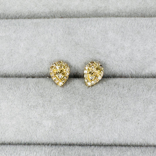 Pia Teardrop Illusion Studs (Yellow Gold)