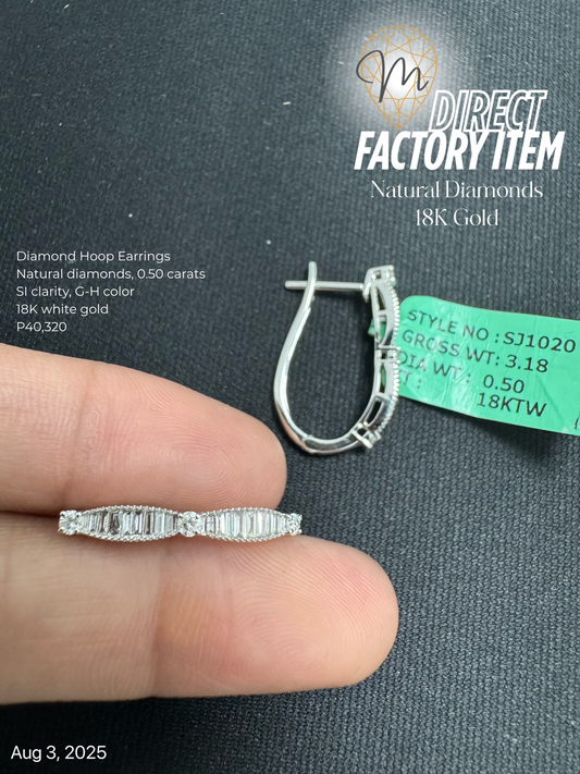 Factory Item: Diamond Baguettes Hoop Earrings